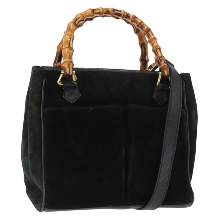 【日本直送】GUCCI 竹節手提包 麂皮 兩用 黑色 正品 BA6753-0