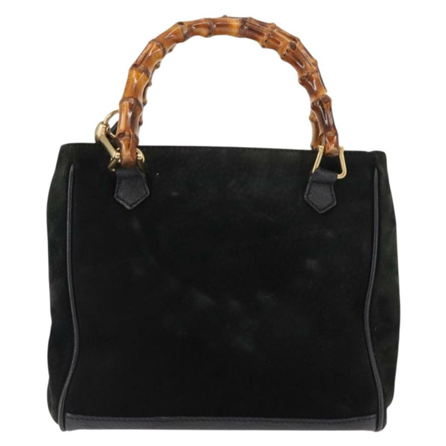 【日本直送】GUCCI 竹節手提包 麂皮 兩用 黑色 正品 BA6753-1