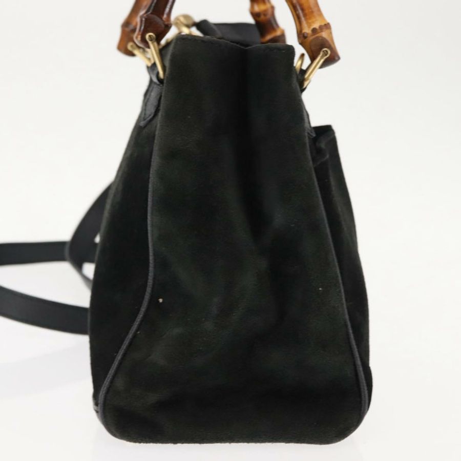 【日本直送】GUCCI 竹節手提包 麂皮 兩用 黑色 正品 BA6753-3