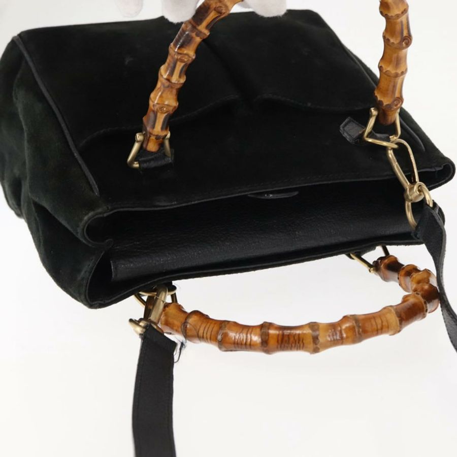 【日本直送】GUCCI 竹節手提包 麂皮 兩用 黑色 正品 BA6753-5