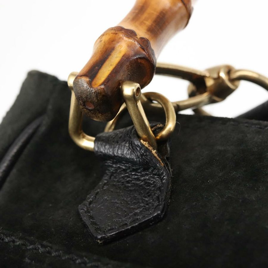 【日本直送】GUCCI 竹節手提包 麂皮 兩用 黑色 正品 BA6753-9