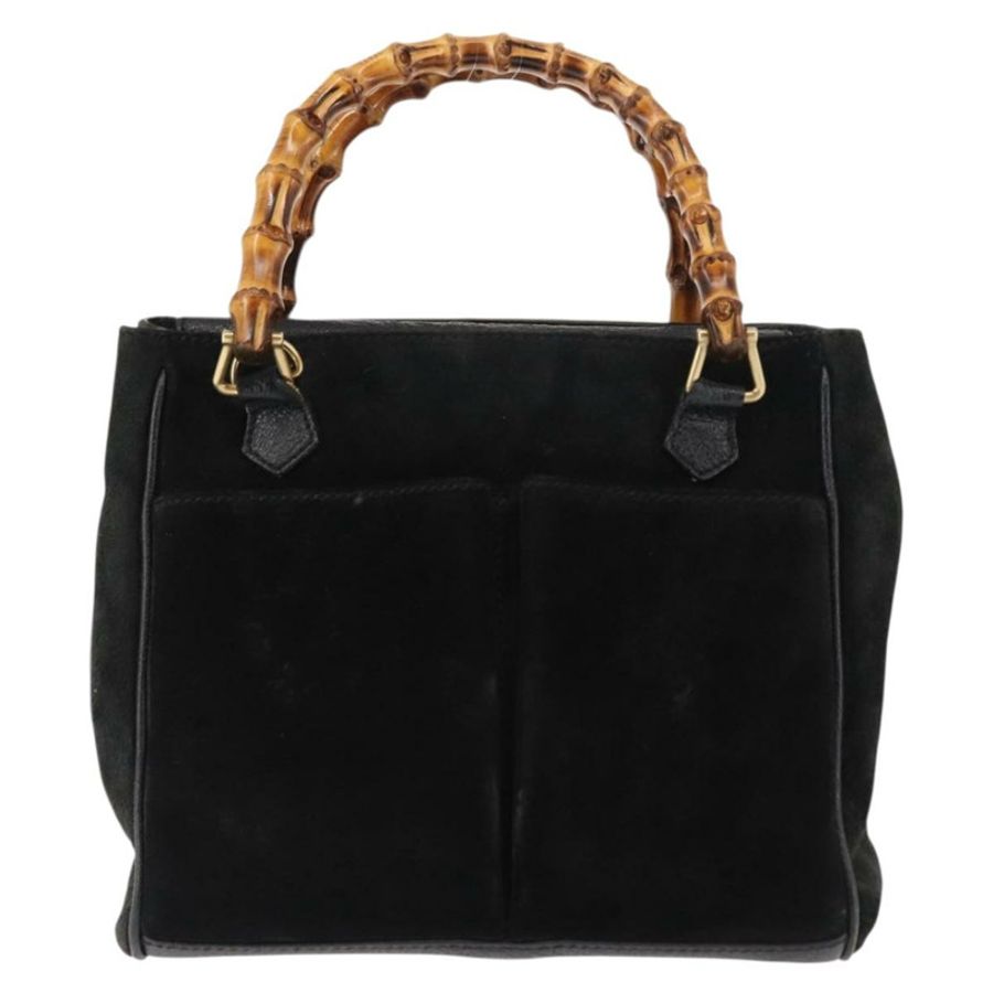 【日本直送】GUCCI 竹節手提包 麂皮 兩用 黑色 正品 BA6753-12