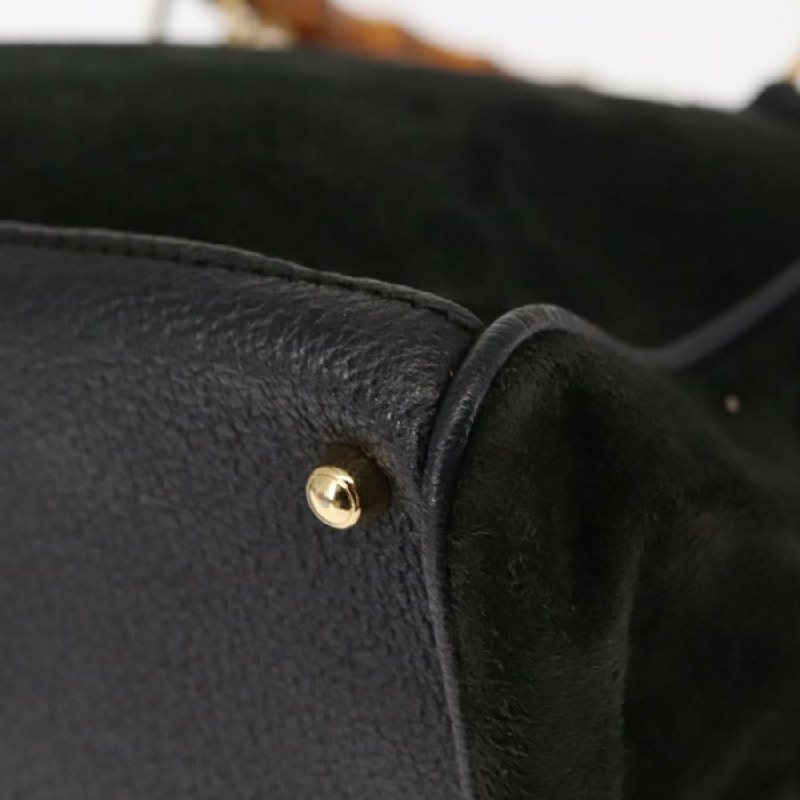 【日本直送】GUCCI 竹節手提包 麂皮 兩用 黑色 正品 BA6753-18