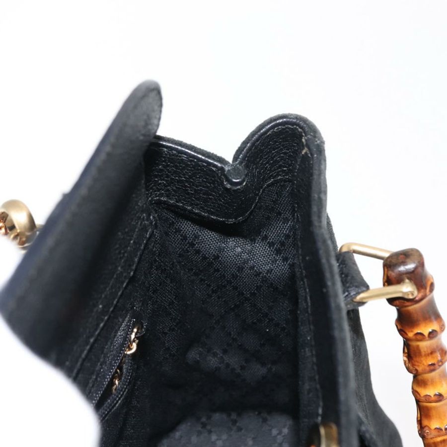 【日本直送】GUCCI 竹節手提包 麂皮 兩用 黑色 正品 BA6753-20