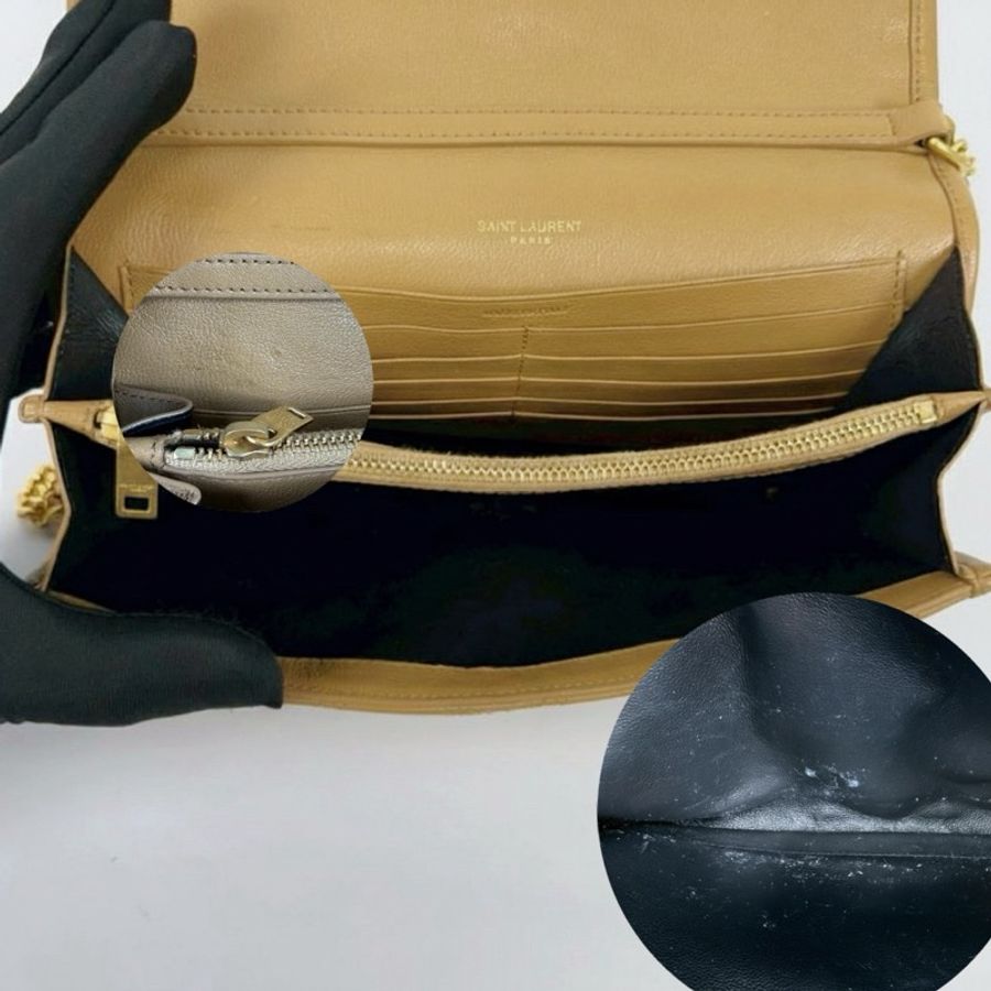 YSL woc 奶茶色肩背包-18