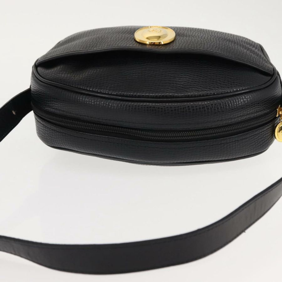 【日本直送】Christian Dior 黑色金色皮革肩背包,正品編號 146794-5