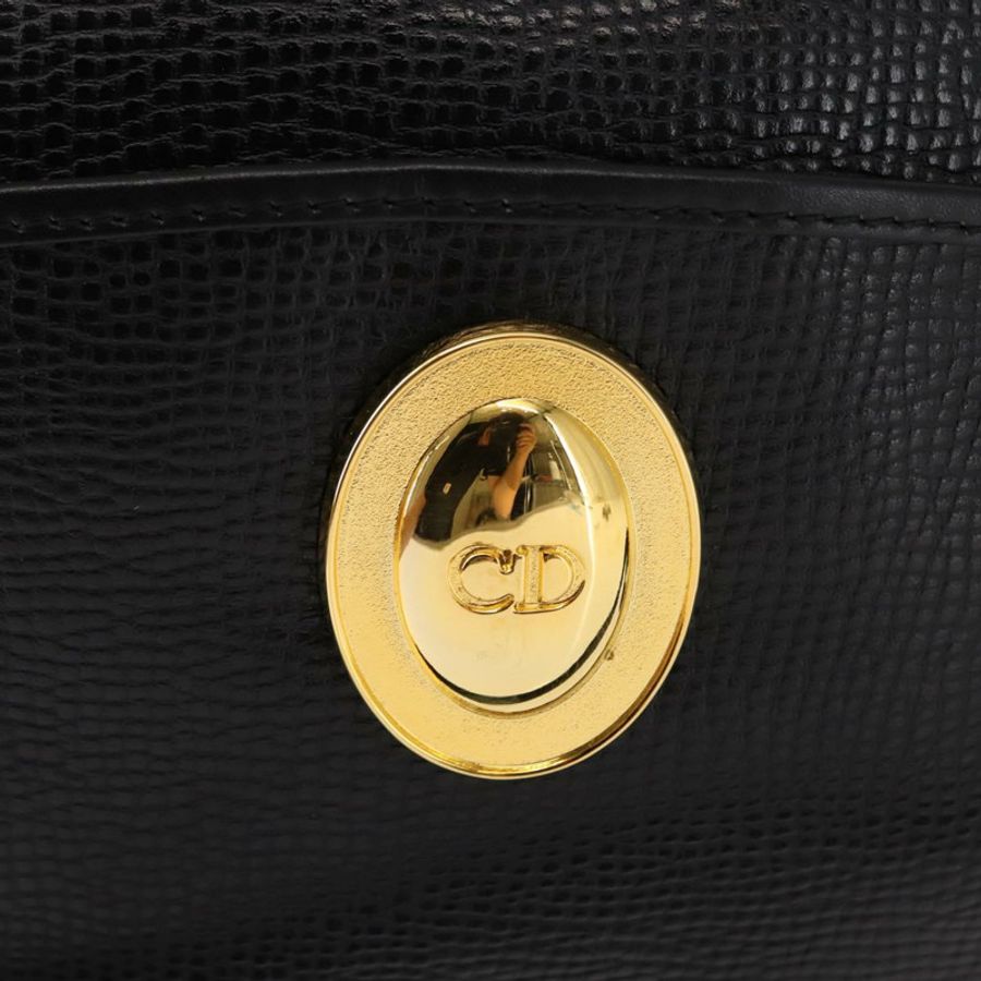 【日本直送】Christian Dior 黑色金色皮革肩背包,正品編號 146794-16