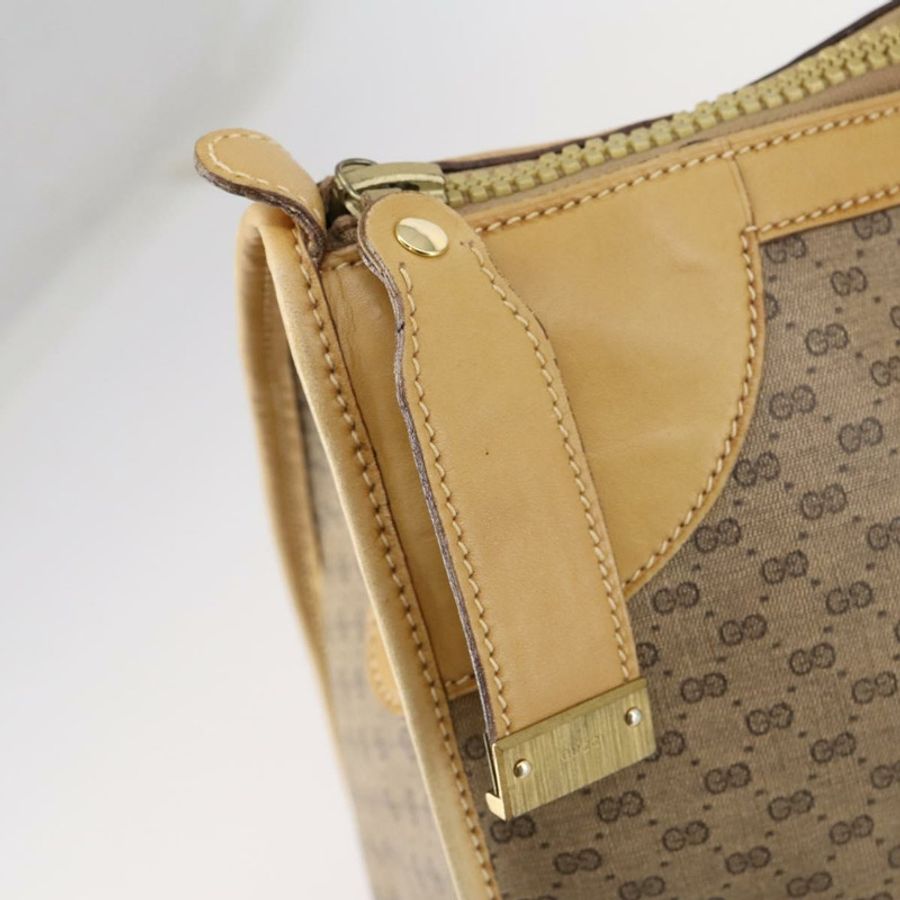 【日本直送】GUCCI Micro GG Supreme 手提包 PVC 皮革 復古米色 金色 正品 146616-18