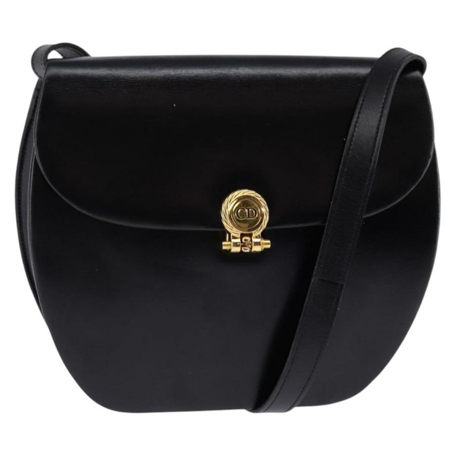 【日本直送】Christian Dior 黑色金色皮革肩背包，正品編號 146644-0