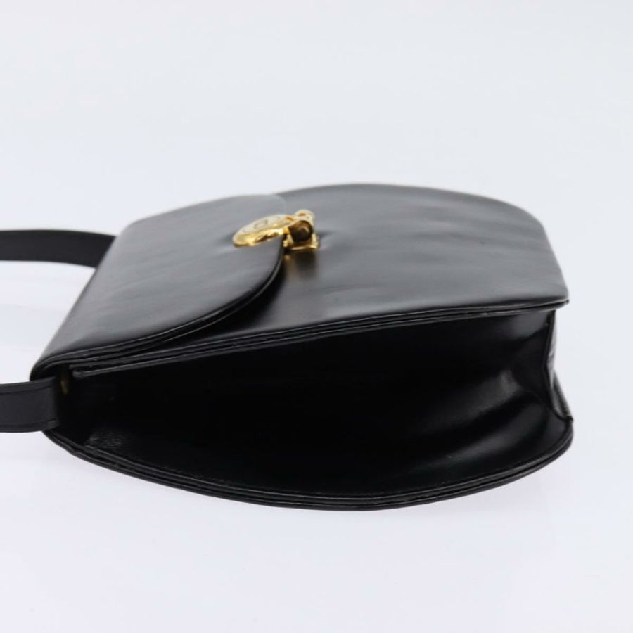 【日本直送】Christian Dior 黑色金色皮革肩背包，正品編號 146644-2