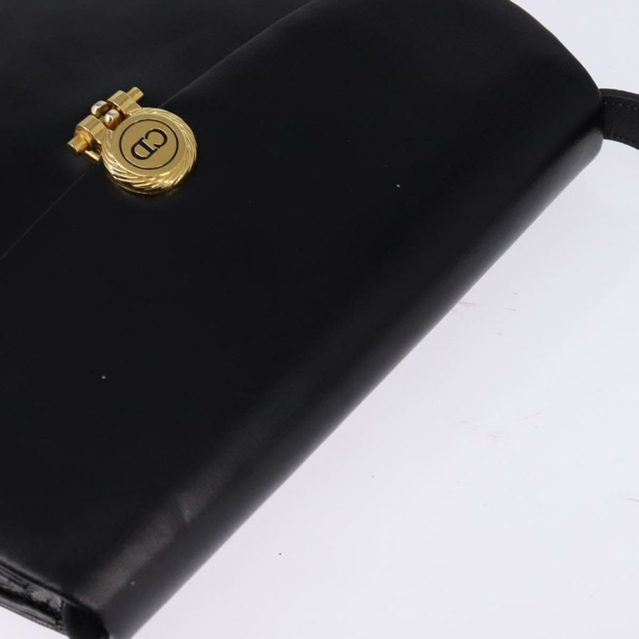 【日本直送】Christian Dior 黑色金色皮革肩背包，正品編號 146644-5