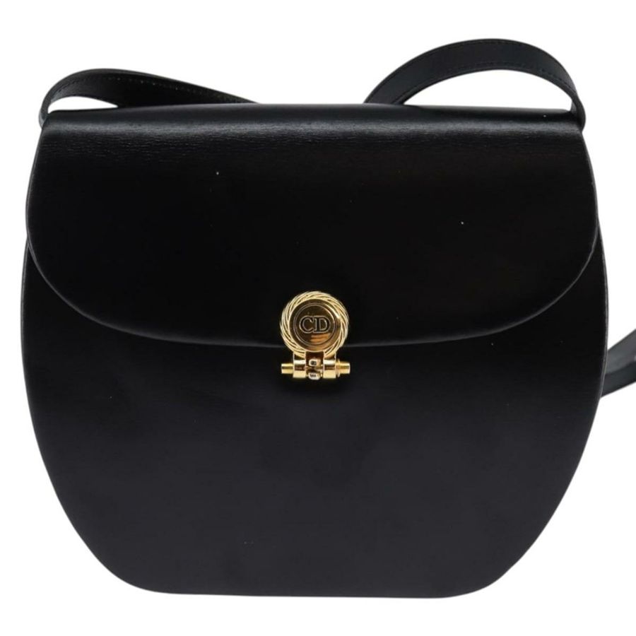 【日本直送】Christian Dior 黑色金色皮革肩背包，正品編號 146644-12