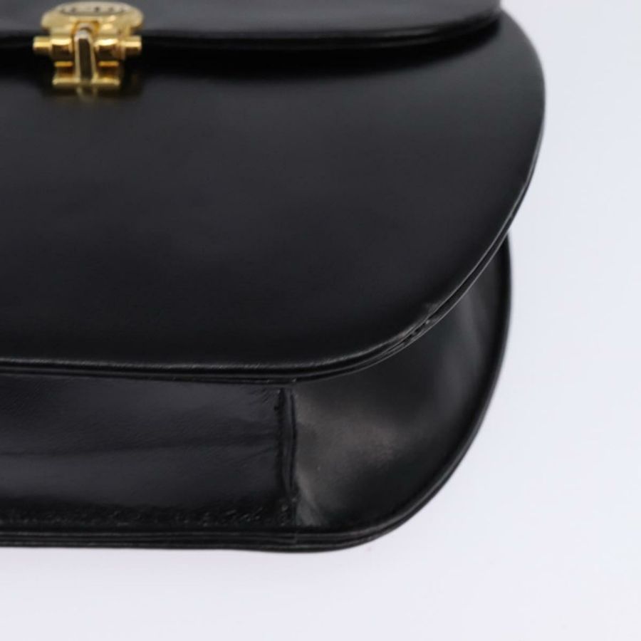 【日本直送】Christian Dior 黑色金色皮革肩背包，正品編號 146644-13