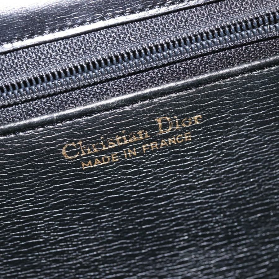 【日本直送】Christian Dior 黑色金色皮革肩背包，正品編號 146644-17