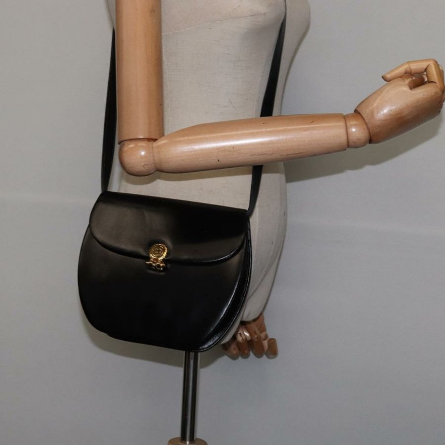 【日本直送】Christian Dior 黑色金色皮革肩背包，正品編號 146644-20