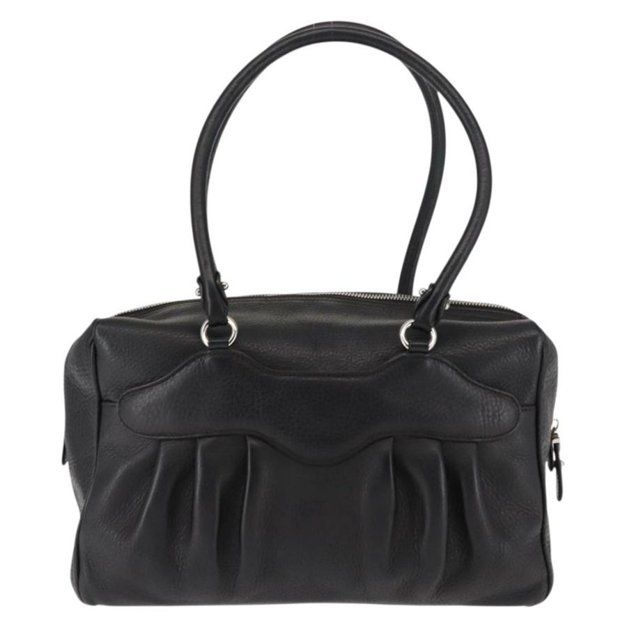 【日本直送】Salvatore Ferragamo Gancini 單肩包,黑色銀色皮革,正品編號 146635-1