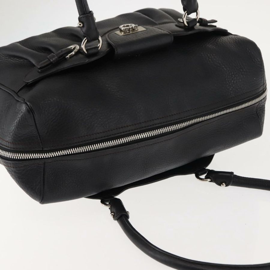 【日本直送】Salvatore Ferragamo Gancini 單肩包,黑色銀色皮革,正品編號 146635-5