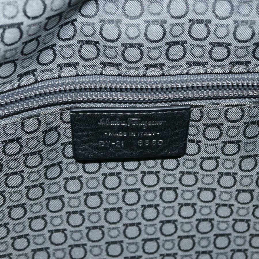 【日本直送】Salvatore Ferragamo Gancini 單肩包,黑色銀色皮革,正品編號 146635-11