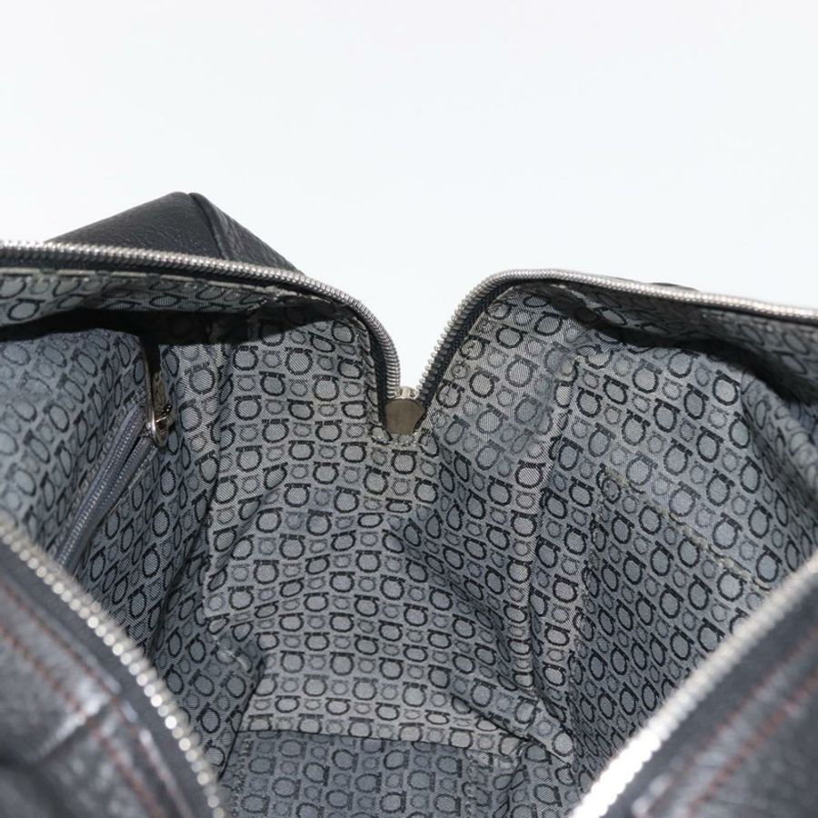 【日本直送】Salvatore Ferragamo Gancini 單肩包,黑色銀色皮革,正品編號 146635-17