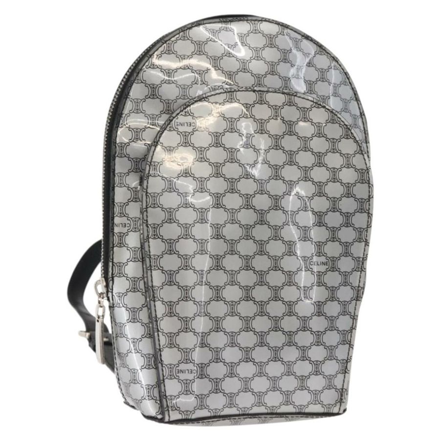 【日本直送】CELINE Macadam帆布雙肩包 銀色 Auth 146658-0