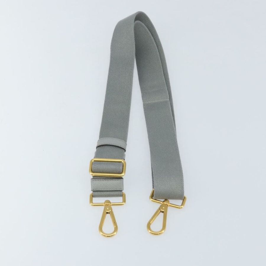【日本直送】PRADA 可調式肩帶帆布 28.7"-48.8" 灰色金色 Auth am9414-1