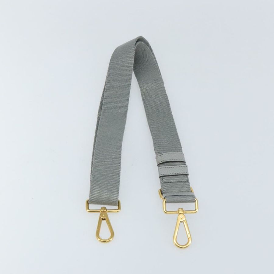 【日本直送】PRADA 可調式肩帶帆布 28.7"-48.8" 灰色金色 Auth am9414-2