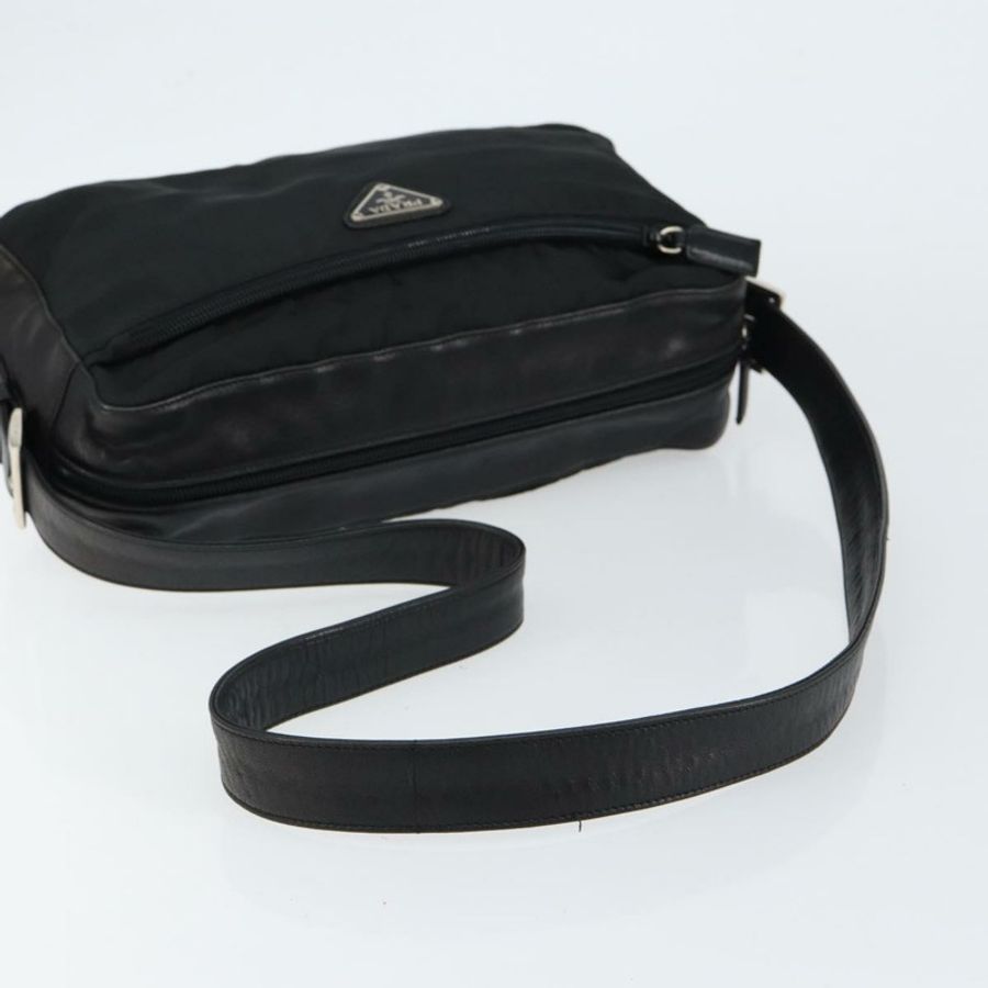 【日本直送】PRADA 單肩包 尼龍皮革 黑色 銀色 正品 121352-6