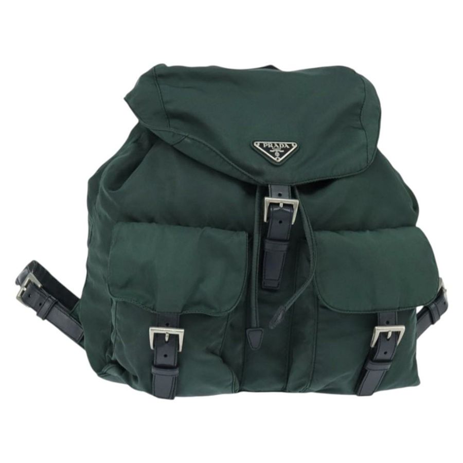 【日本直送】PRADA 雙肩包 尼龍 卡其色 銀色 正品 121319-0