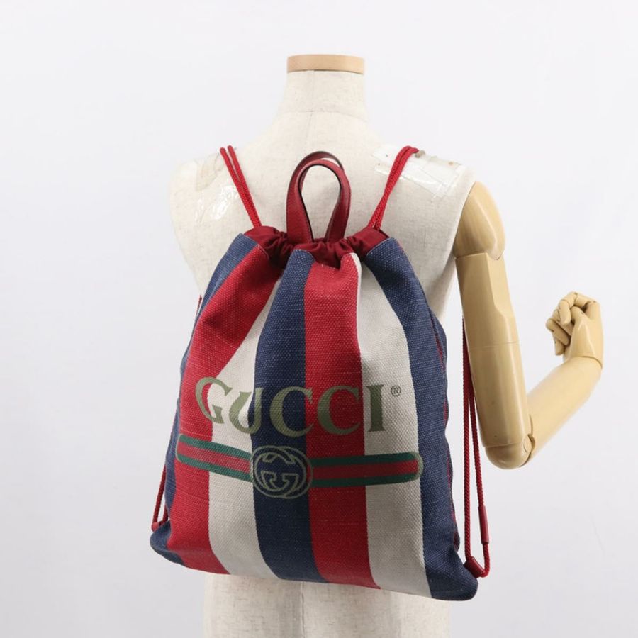 【日本直送】GUCCI帆布雙肩包 藍紅配色 473872 正品 BA7277-21