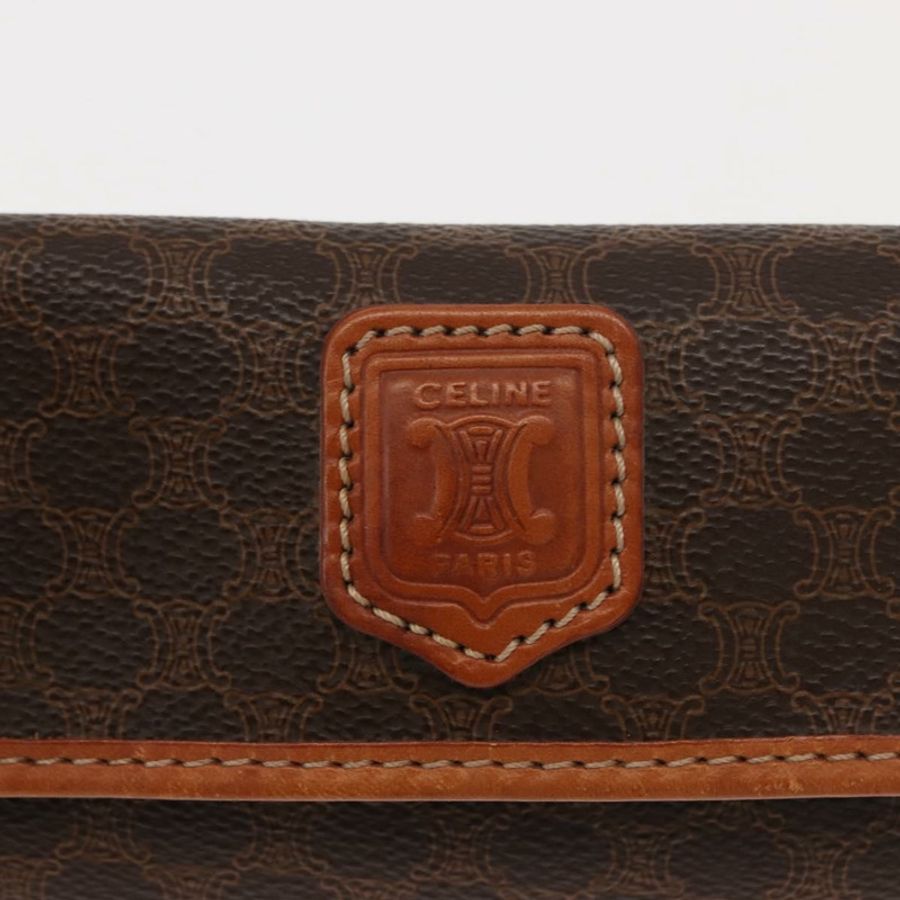 【日本直送】CELINE Macadam帆布手拿包 PVC皮革 棕色 正品 148953-7