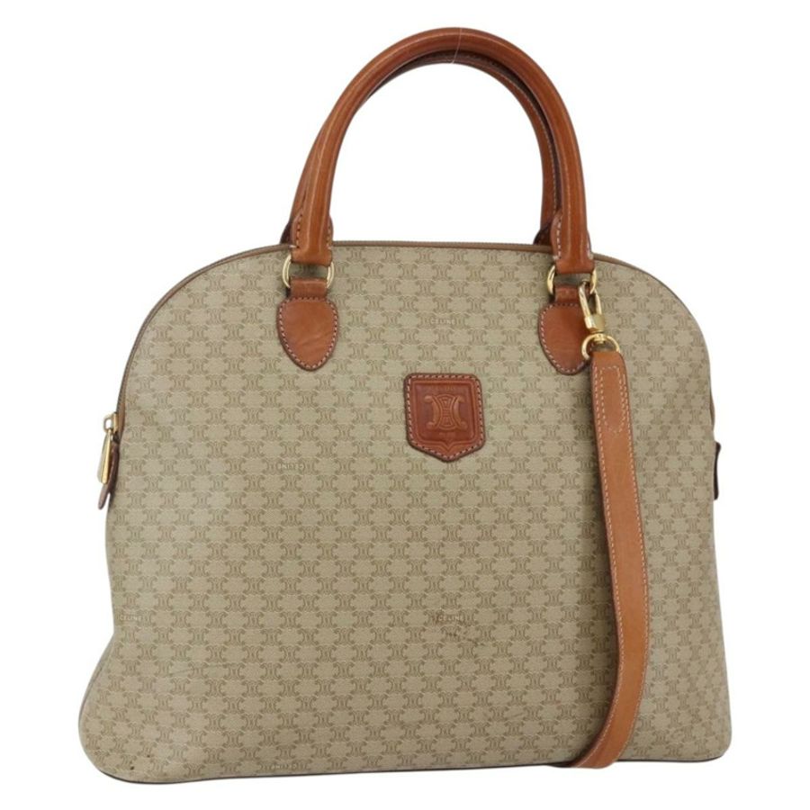 【日本直送】CELINE Macadam帆布手提包 PVC 兩用 米色 金色 正品 fm4931-0