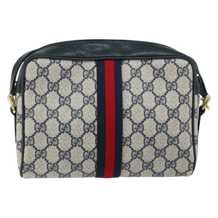【日本直送】GUCCI GG Supreme Sherry Line 手提包 PVC 海軍藍 金 紅 378 02 004 正品 148802-2