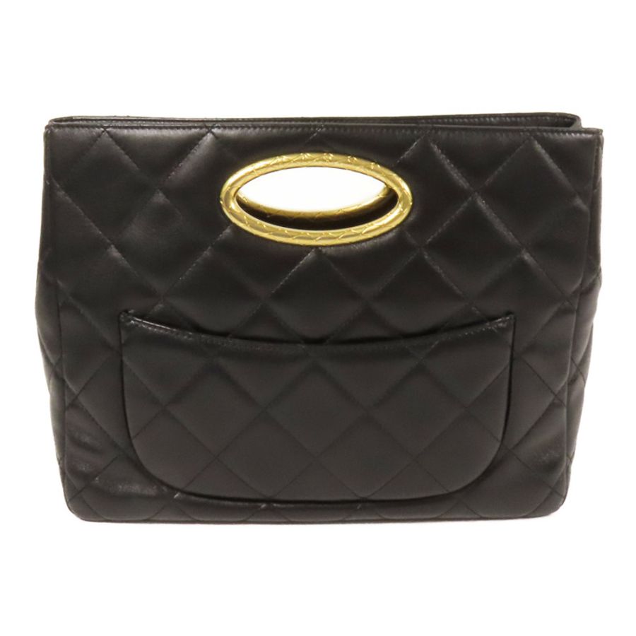 CHANEL 皮革Chain Shoulder金扣手挽肩背兩用袋-1