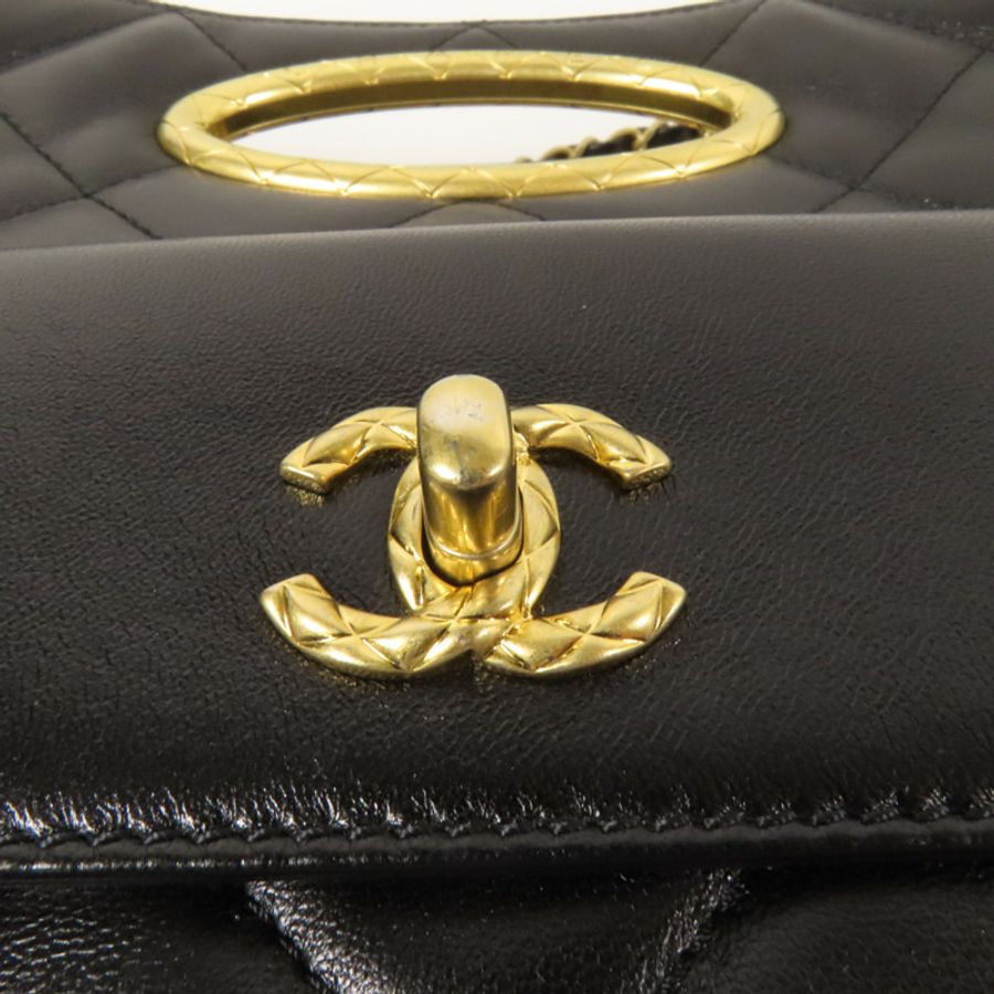 CHANEL 皮革Chain Shoulder金扣手挽肩背兩用袋-6