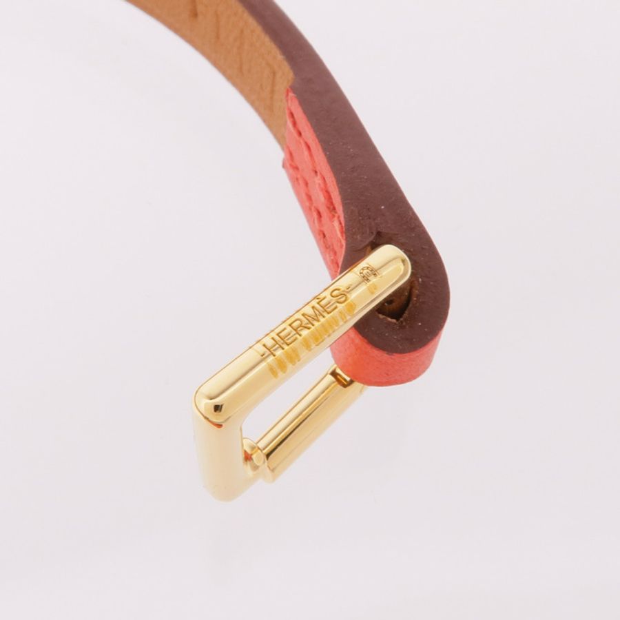 HERMES Swift皮革Rivale Mini Bracelet金扣手帶Rose Jaipur-6