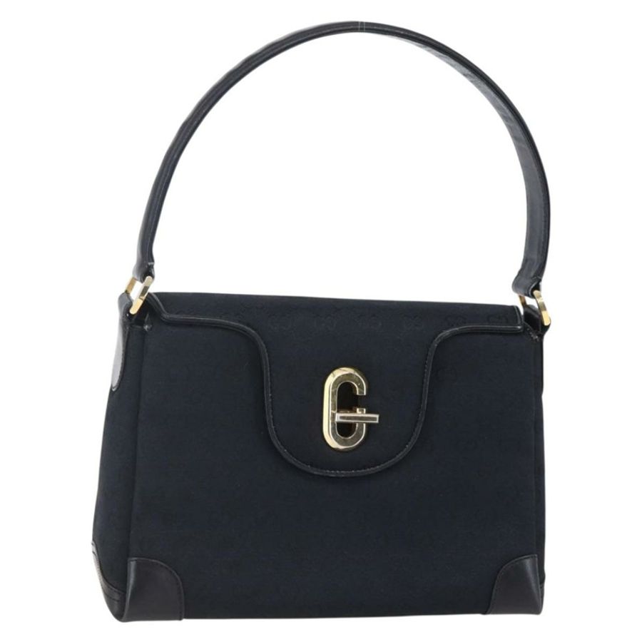 【日本直送】GUCCI GG帆布肩背包 黑色金色 正品 147856-0