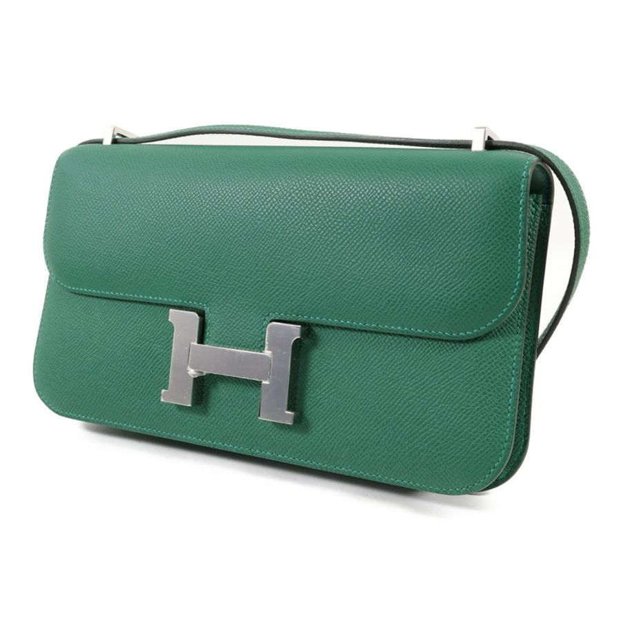 HERMES Epsom皮革Constance Elan銀扣肩背袋Vert Moyen-2