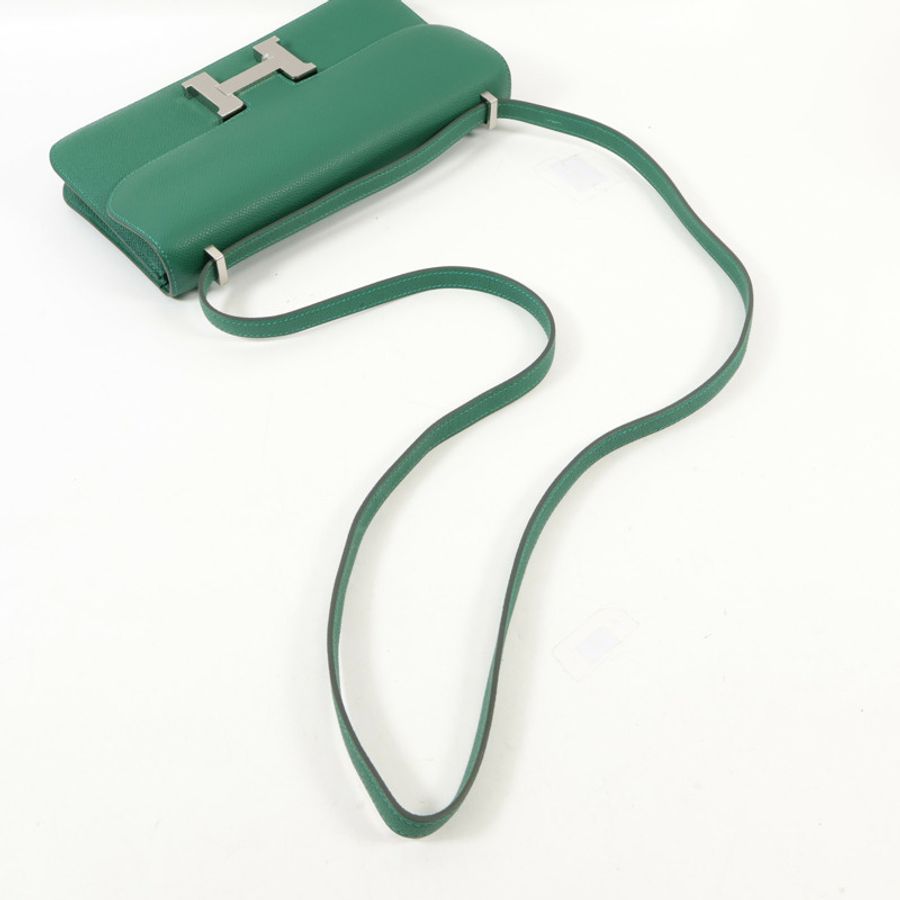 HERMES Epsom皮革Constance Elan銀扣肩背袋Vert Moyen-4