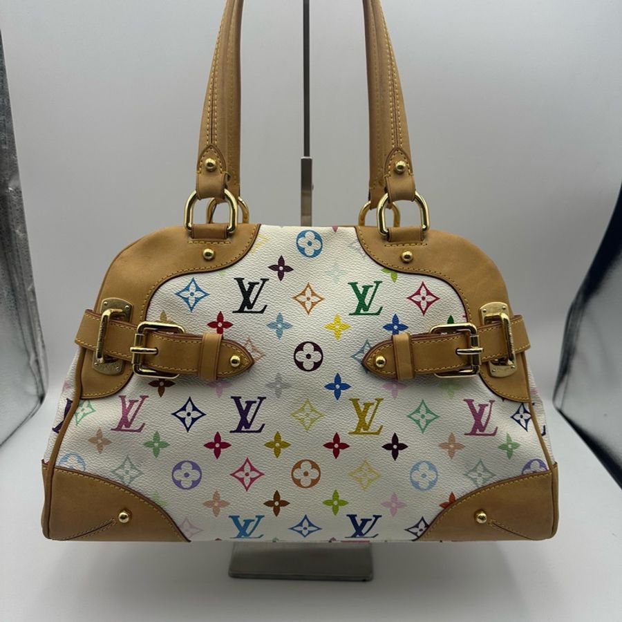 Lv 路易威登中古白三彩Claudia 克劳迪亚手提单肩包-0