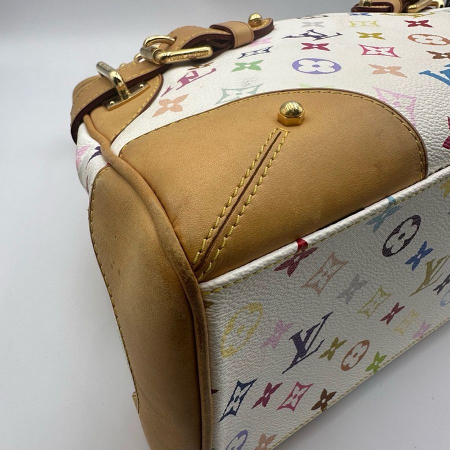 Lv 路易威登中古白三彩Claudia 克劳迪亚手提单肩包-12