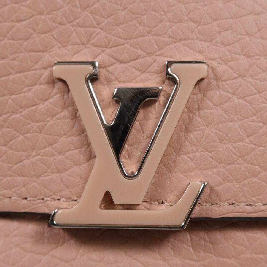 LOUIS VUITTON Taurillon皮革Capucines Compact銀扣錢包-7