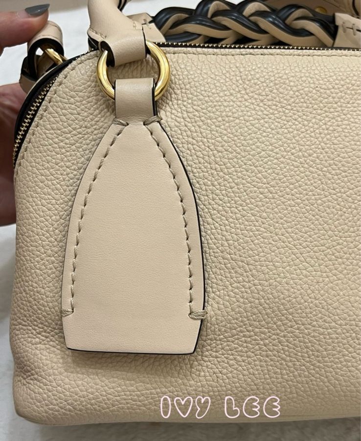 CHLOE Daria 小款 編織握把小牛皮 手提包 斜背包 米杏色 米色 正品 二手精品-33