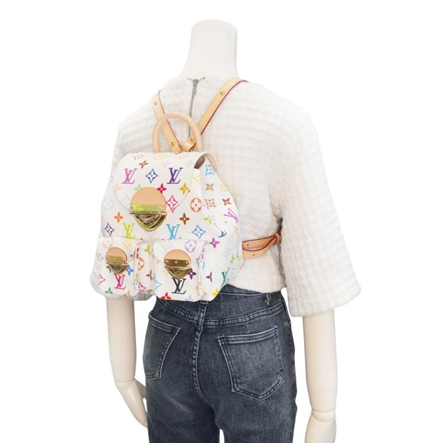 Louis Vuitton x TM  Venice 三彩塗層帆布釦式後背包(M13081-白)-6