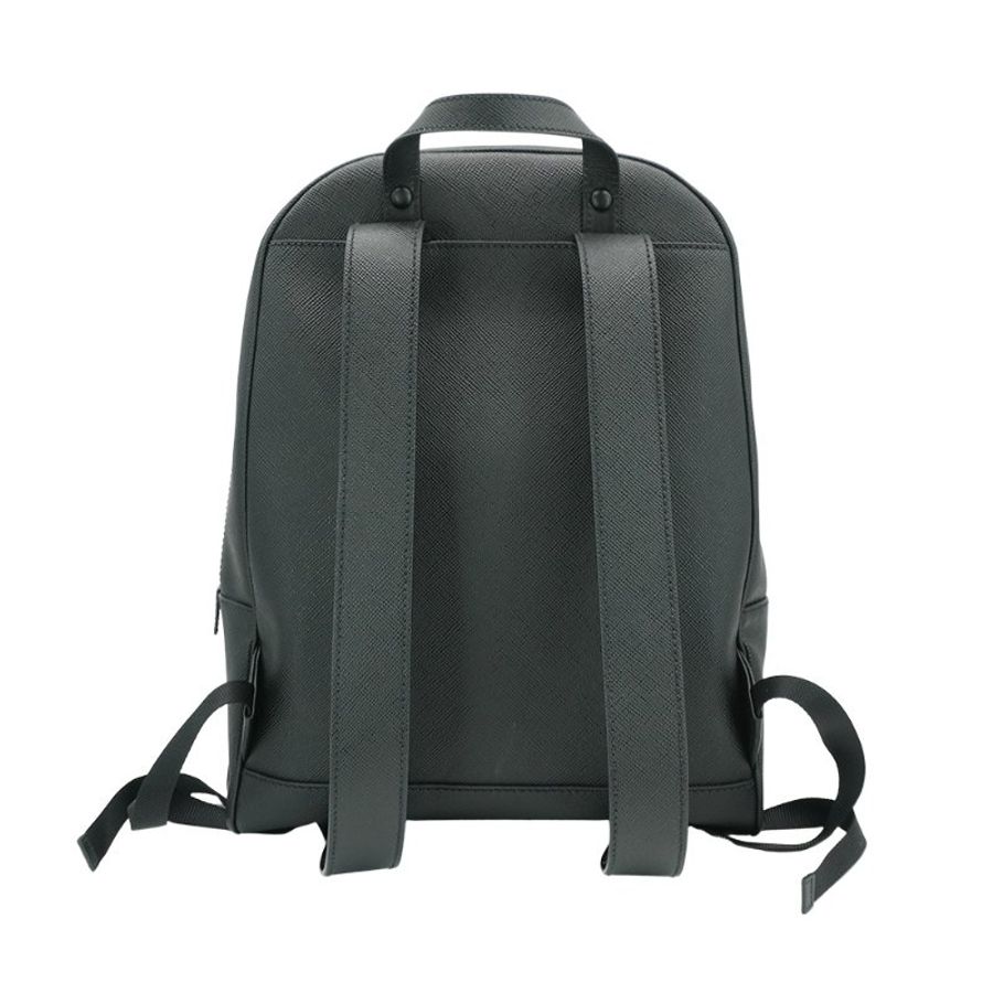 Prada Saffiano皮革琺瑯金屬標誌後背包(2VZ102-黑)-2