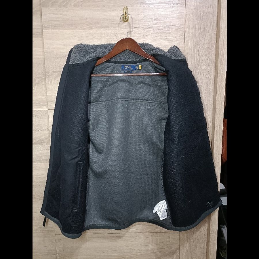 Polo Ralph Lauren RL 搖粒絨 黑灰 毛毛 拼接 立領外套 男M-4