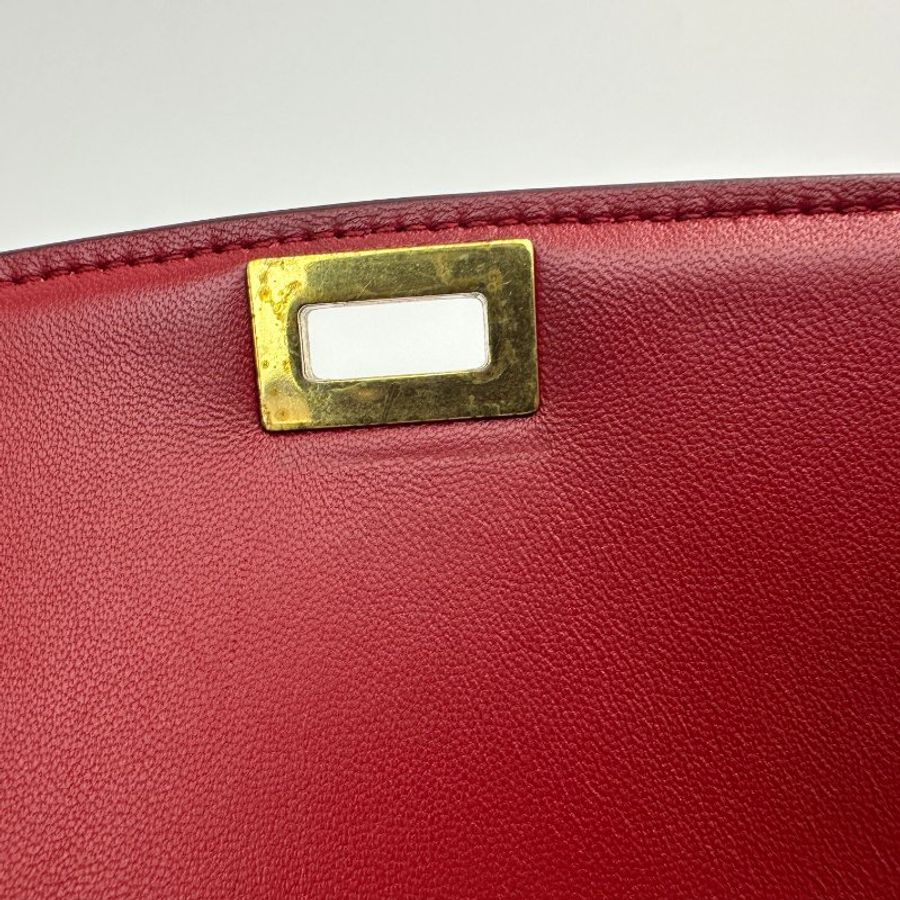 Celine 經典 中號 紅色 純色通勤包 金色五金配件 拋光皮革-8
