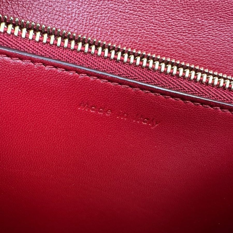 Celine 經典 中號 紅色 純色通勤包 金色五金配件 拋光皮革-9