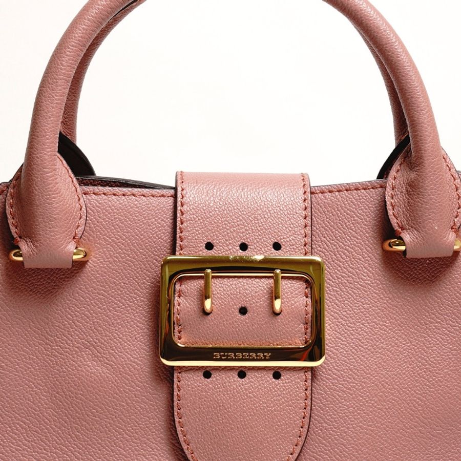 Burberry Buckle 牛皮純色字母logo 單肩包(玫瑰粉色)附兩種背帶-7