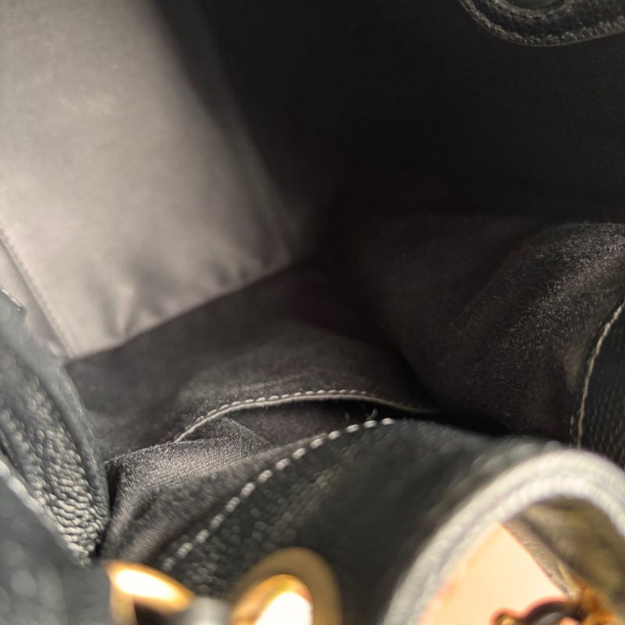 ::CHANEL:: 香奈兒 AS5600 黑色荔枝牛皮復古金雙C束口後背包 25中型背包-13