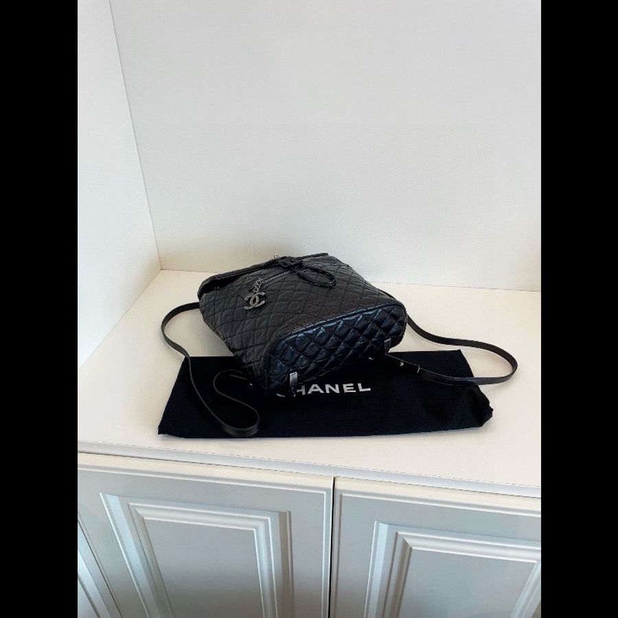 Chanel vintage backpack medium 黑銀-6